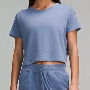 Lululemon Oasis Blue Cropped Cates Tee